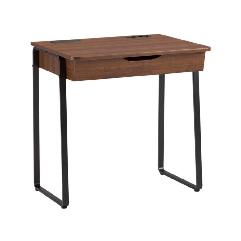 Bureau moderne en bois avec tiroir et structure métallique