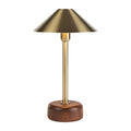 Lampe de table en laiton avec base en bois