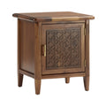 Table de chevet en bois massif avec motif sculpté